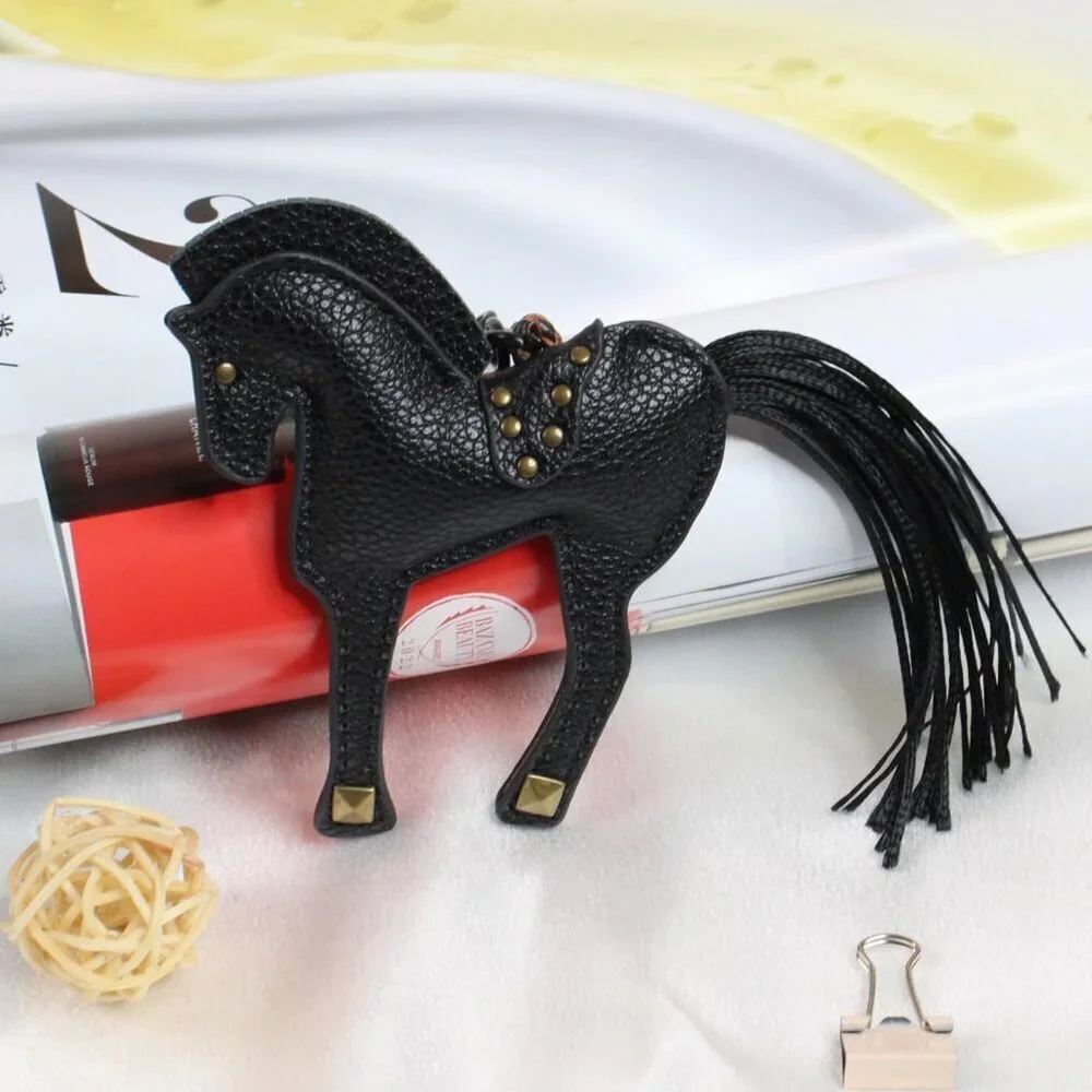 Horse Keychain Leather Hanging Charm for Bags Purse Backpack Women Gift